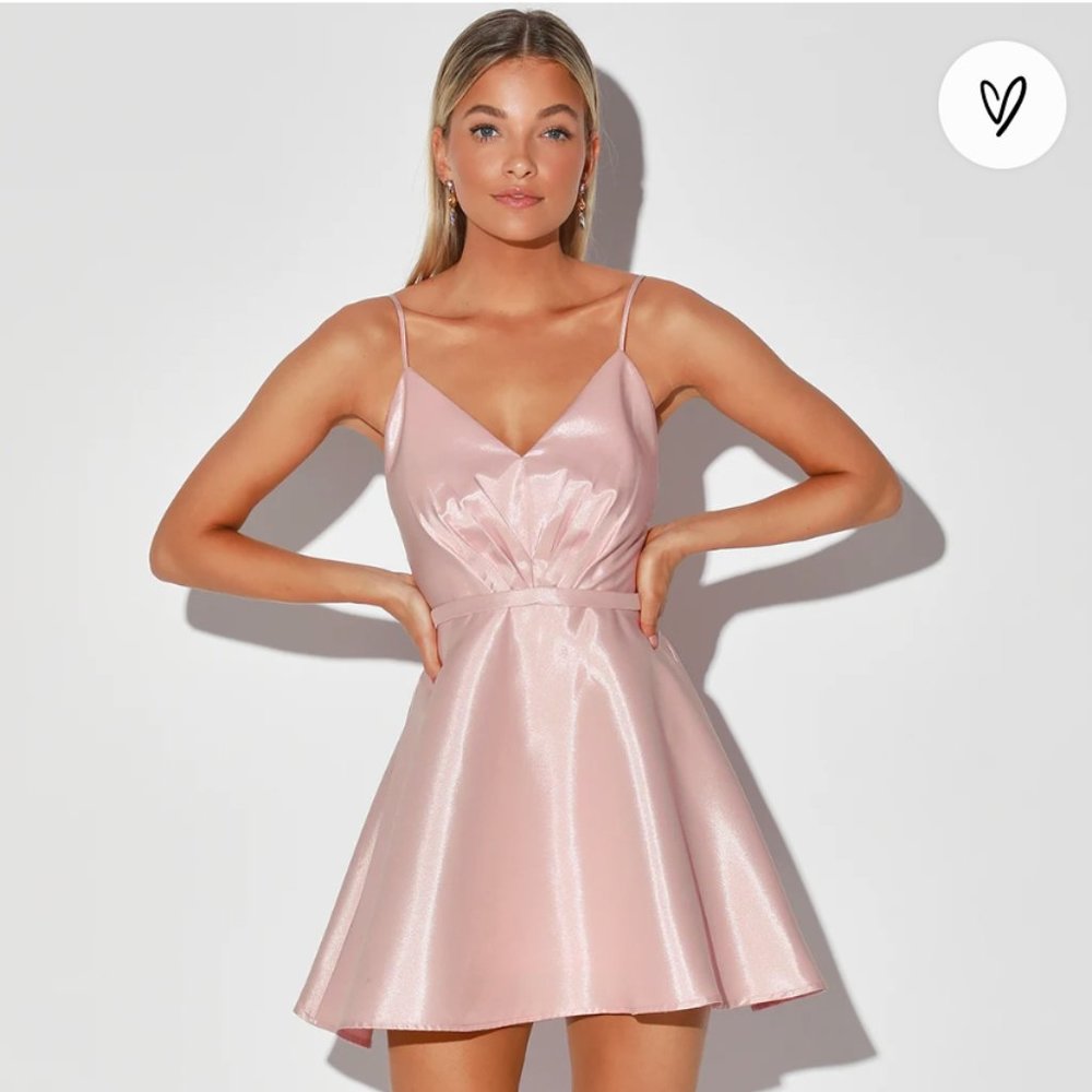 Lulus Love to Be Loved Light Pink Sleeveless Skater Dress